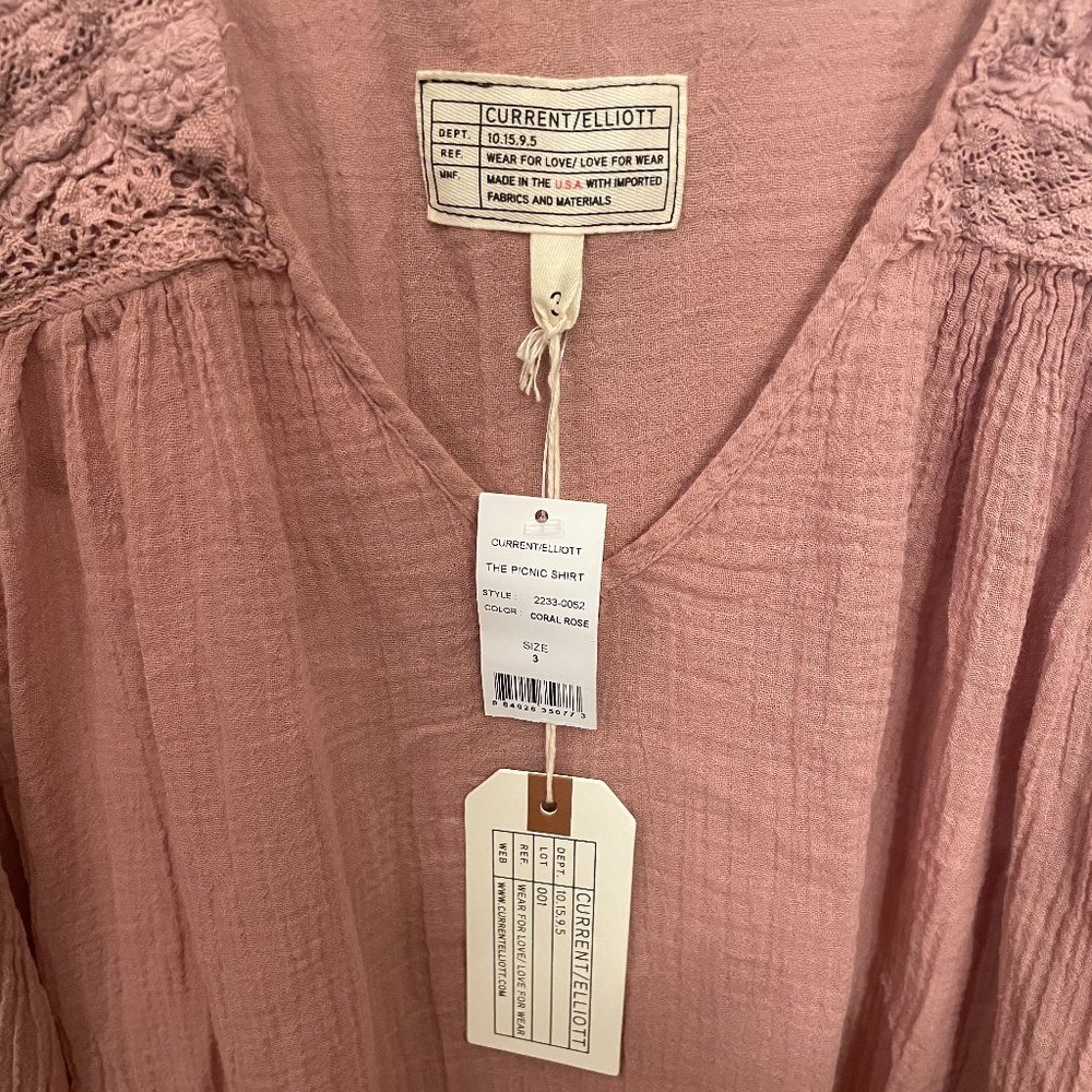 Current/Elliott Bohemian Coral Rose The Picnic Shirt - Picture 4 of 8
